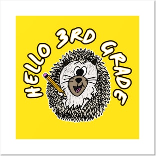 Hello 3rd Grade Hedgehog Back To School 2022 Posters and Art